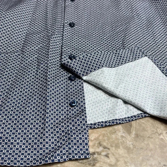 AKA men shirt , NWT ,slim fit,blur,white,tan print,cotton  100, AKAC1330,career - Picture 7 of 12